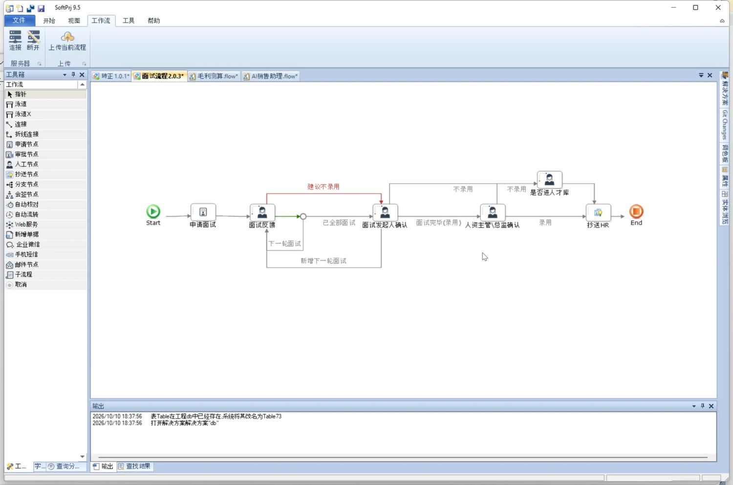 SoftPrj workflow designer with HR approval flow